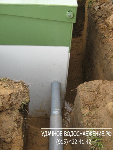 Установка автономной канализации Топас 5ПР для дачи с постоянным проживанием с выводом канализационной трубы с другой стороны дома